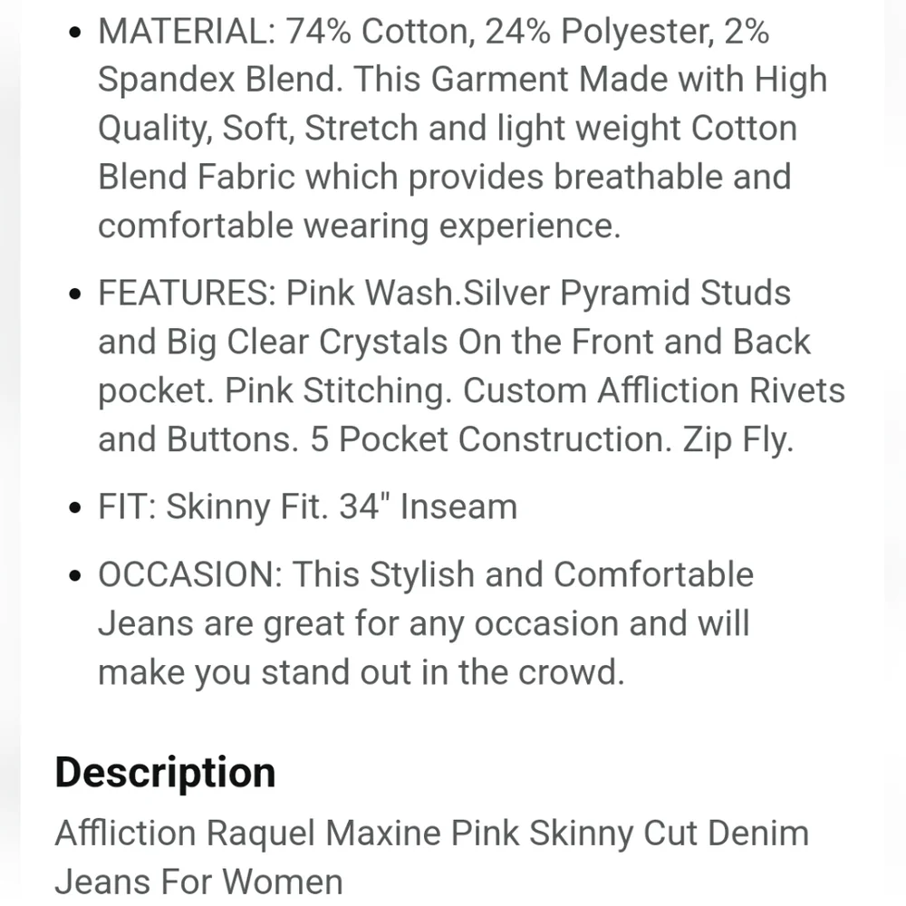 NWT Women's Affliction Raquel Maxine Pink Skinny Jeans - Picture 16 of 16